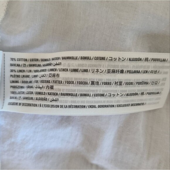 abercrombie & fitch full midi skirt striped cotton linen blend blue white size S - Picture 5 of 5